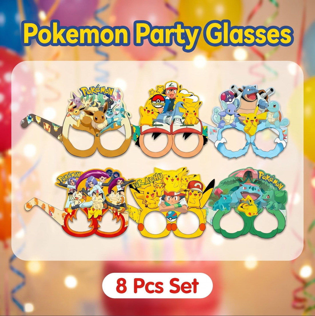 Anime Cosplay And Costumes - Pokémon-themed paper glasses. Cosplay props, birthday