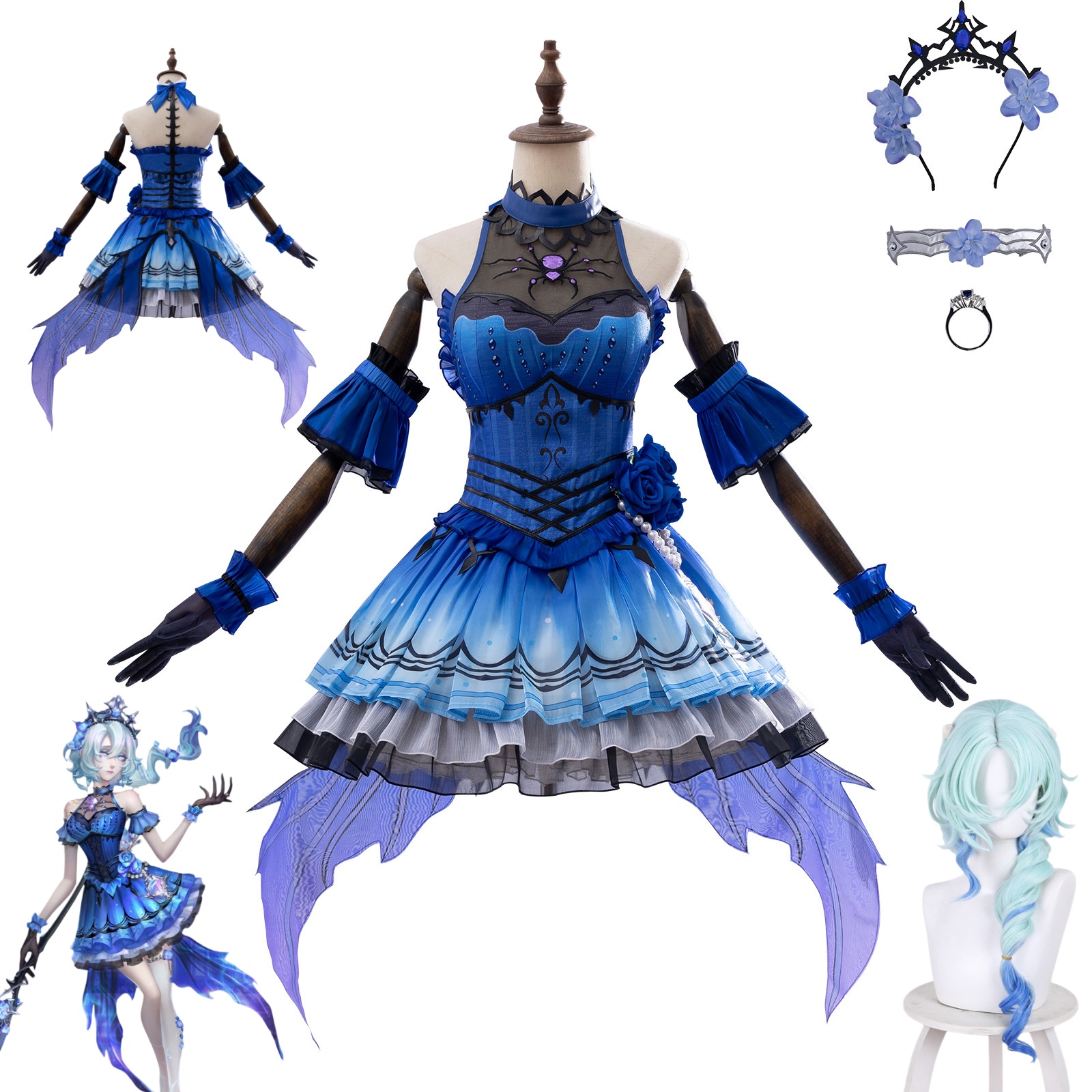 Anime Game Identity V Naiad Co - Anime Cosplay Wig incelemesi ve fiyatı