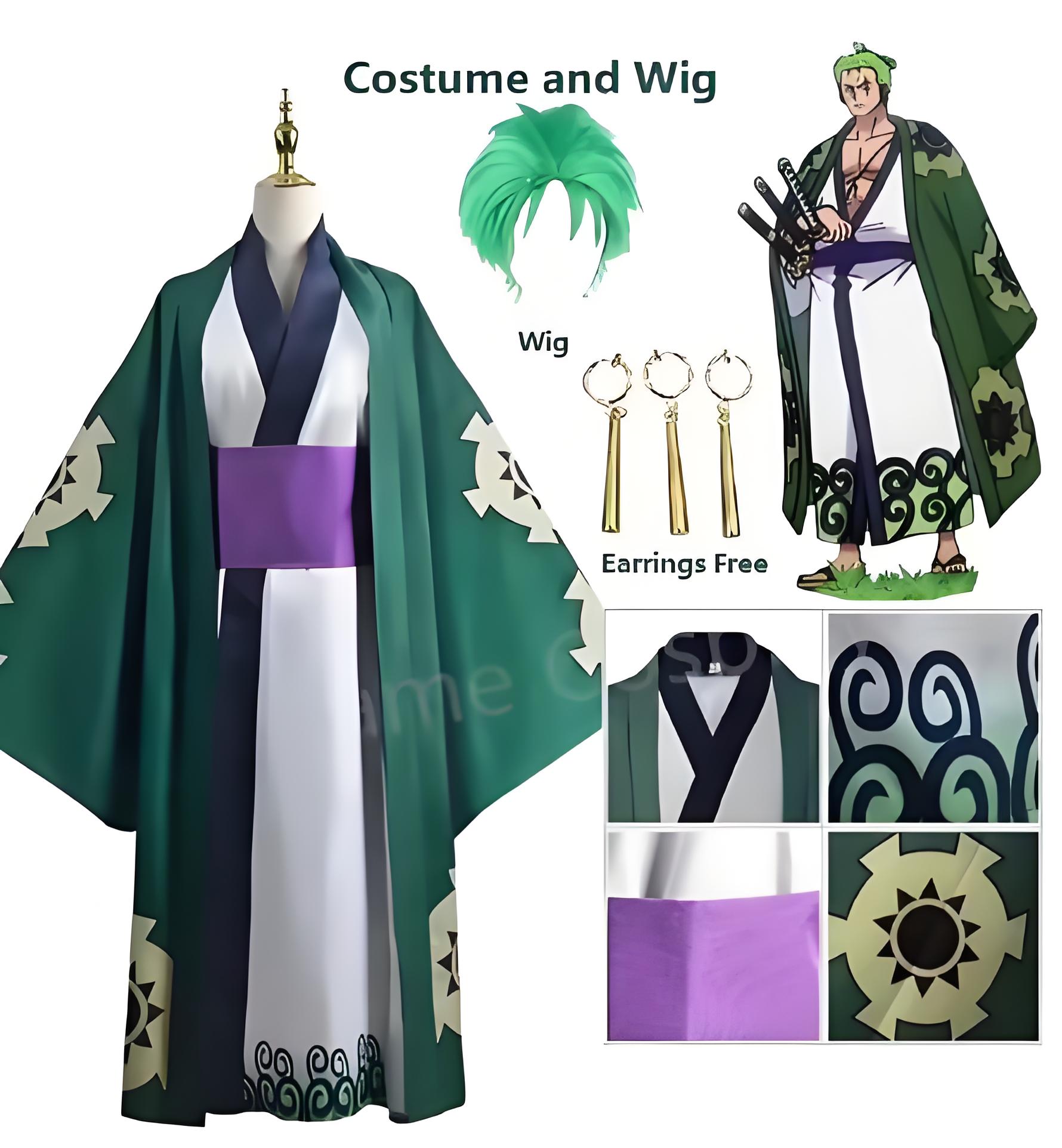 Green Roronoa Zoro Kimono Cosp - Cosplay Anime Zoro incelemesi ve fiyatı